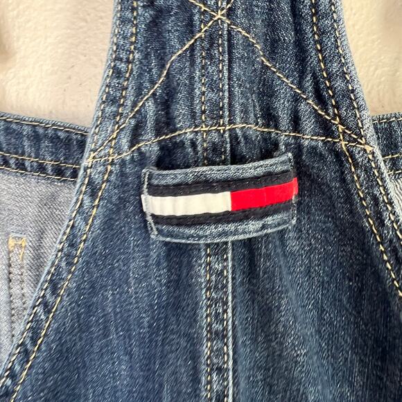 Tommy Hilfiger Jeans Overalls Women's Bibs Carpenter Denim Y2K Logo Strap Size 6 - Picture 8 of 16